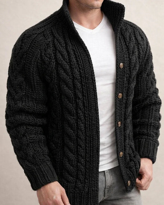 New Men's Sweater Cardigan Long-sleeved Collar Jacquard Casual Sweater | JRSEE:6843008e-ff75-4007-896a-5b0f0559006d