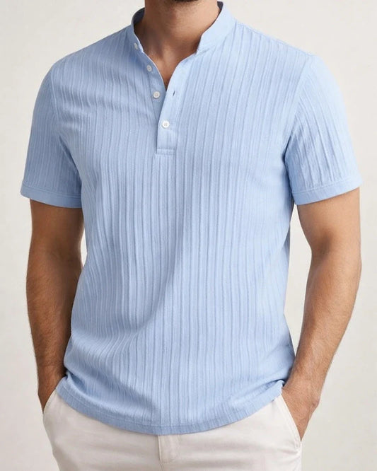 New Men's Vintage Cotton and Linen Striped Henley Shirt Casual Loose Shirt | JRSEE:ce87f345-1362-4920-b233-c8761ef18c5a