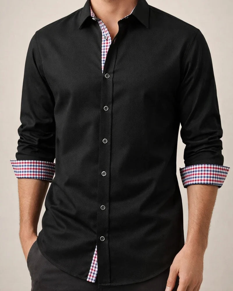 New Printed Long-sleeved Shirt Men's Casual Splicing Shirt | JRSEE:a961142c-564a-4229-a79d-270add559817