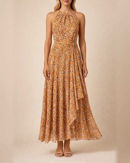 New Round Neck Sleeveless Printed Pleated Dress Women's Dress | JRSEE:c7f953b0-a561-4f46-8e65-50ac3775c3f6