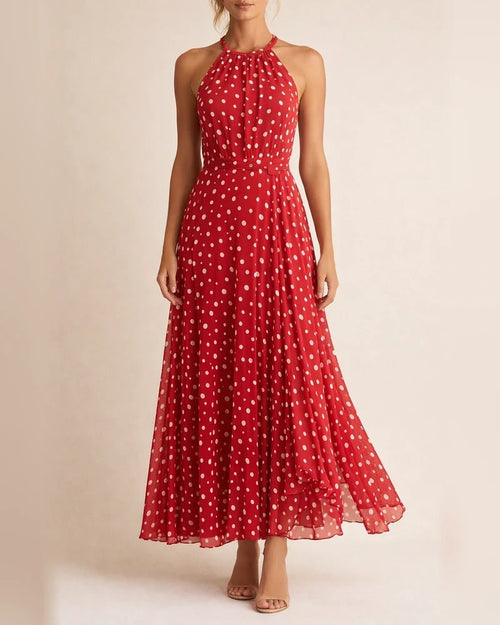 New Round Neck Sleeveless Printed Pleated Dress Women's Dress | JRSEE:e4aa4571-df97-4e2a-8276-26fed103f52a