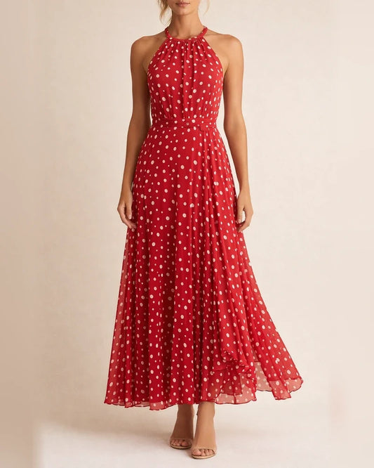 New Round Neck Sleeveless Printed Pleated Dress Women's Dress | JRSEE:e4aa4571-df97-4e2a-8276-26fed103f52a
