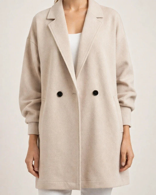 New Solid Color Autumn and Winter Seven-minute Sleeve Buttons Lapel Pockets Loose Type Temperament Commuter Tweed Jacket Female | JRSEE:55510a03-f9f9-44c1-a2a7-cbe74280c6d6