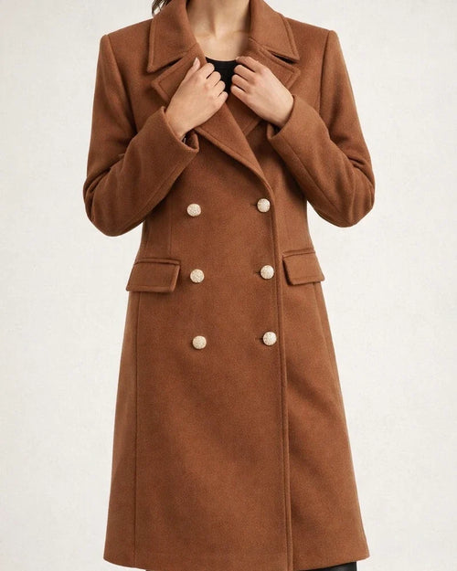 New Solid Color Autumn and Winter Simple Long-sleeved Lapel Double-breasted Tweed Temperament Commuter Jacket Women's Clothing | JRSEE:989f6e3a-4d5e-4019-bd60-653e4e215ca4