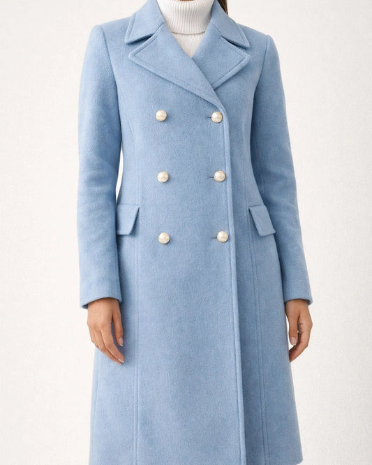 New Solid Color Autumn and Winter Simple Long-sleeved Lapel Double-breasted Tweed Temperament Commuter Jacket Women's Clothing | JRSEE:1a0de344-548b-4e3e-93f7-7f8edd12a2a0