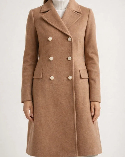 New Solid Color Autumn and Winter Simple Long-sleeved Lapel Double-breasted Tweed Temperament Commuter Jacket Women's Clothing | JRSEE:dd233d51-68b2-4bd2-a779-0586d460a42f