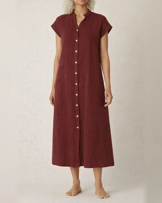 New Solid Color Cardigan Stand-up Collar Single Row Multi-button Sleeveless Cotton Linen Pockets Large Size Dress Petticoat | JRSEE:cbc91283-1474-4b79-841a-b44f0d9a4cb4