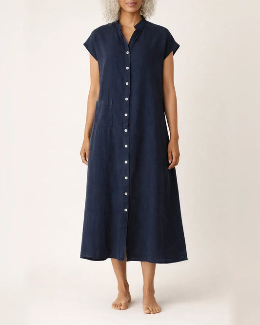 New Solid Color Cardigan Stand-up Collar Single Row Multi-button Sleeveless Cotton Linen Pockets Large Size Dress Petticoat | JRSEE:1e2c1a01-4ffb-491a-a08b-8ba141b2a5b6