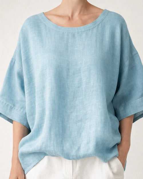 New Solid Color Comfortable Casual Round Collar Women's Large Size Shirt | JRSEE:392c89ae-d59d-4e4f-8642-e942043f938e