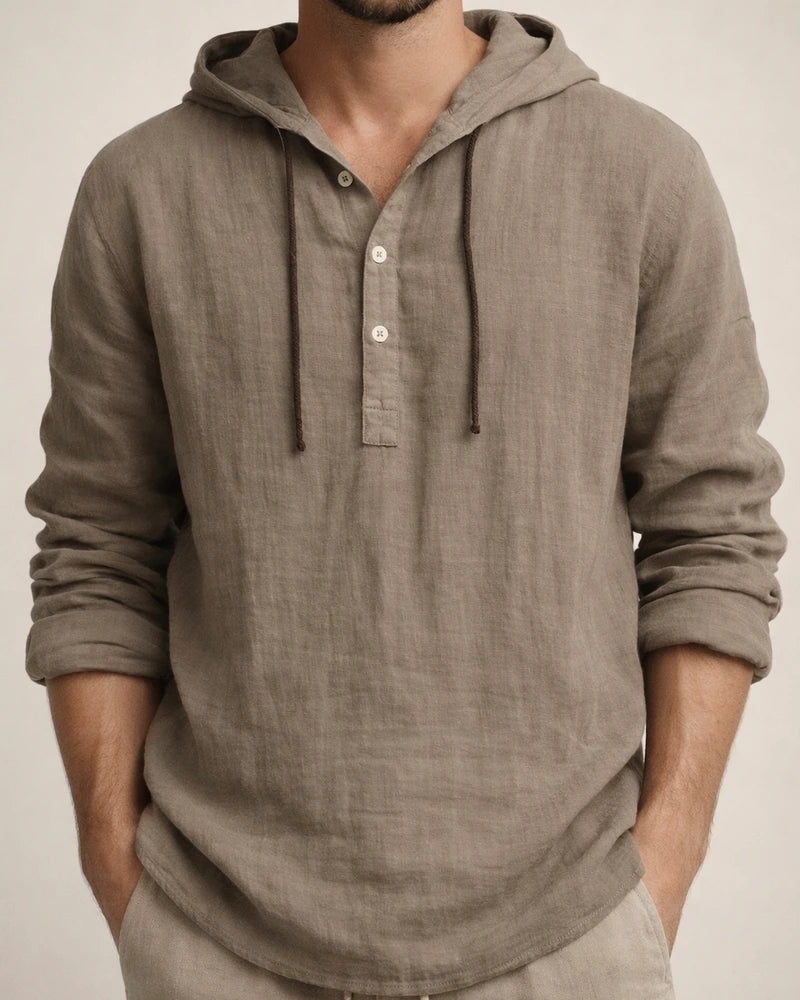 New Solid Color Cotton Linen Shirt Hooded Sweater Long-sleeved Autumn Casual Daily Wear Pop Men's Clothing | JRSEE:17a4fe57-8426-48e4-802b-c269b743c4bc
