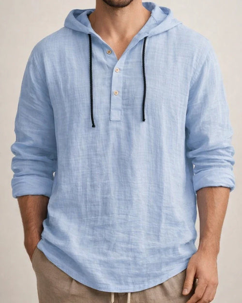 New Solid Color Cotton Linen Shirt Hooded Sweater Long-sleeved Autumn Casual Daily Wear Pop Men's Clothing | JRSEE:70716017-ed17-445c-abd0-13ce868664af