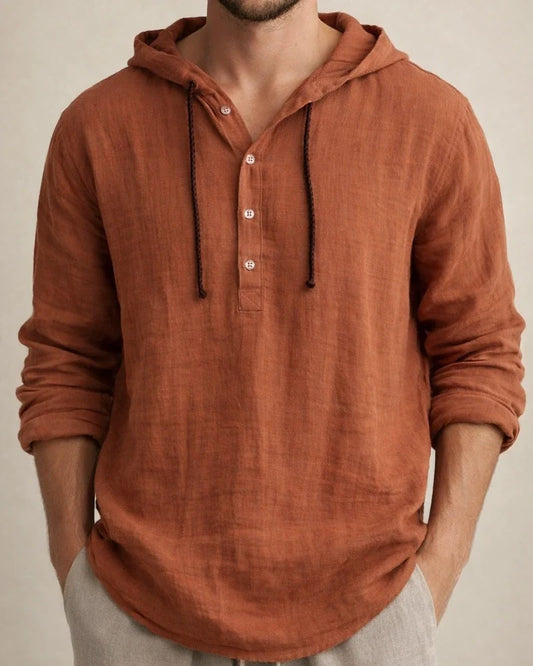New Solid Color Cotton Linen Shirt Hooded Sweater Long-sleeved Autumn Casual Daily Wear Pop Men's Clothing | JRSEE:6cff63c3-ba74-4bdb-98eb-7b5278e00022