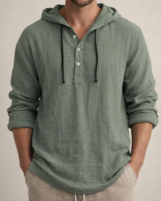 New Solid Color Cotton Linen Shirt Hooded Sweater Long-sleeved Autumn Casual Daily Wear Pop Men's Clothing | JRSEE:029c8a7f-4585-4140-9789-5d4a66b77211