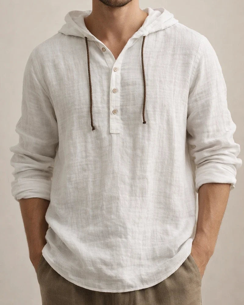 New Solid Color Cotton Linen Shirt Hooded Sweater Long-sleeved Autumn Casual Daily Wear Pop Men's Clothing | JRSEE:ef5684fa-d9b2-433f-9665-bccd0af15f36