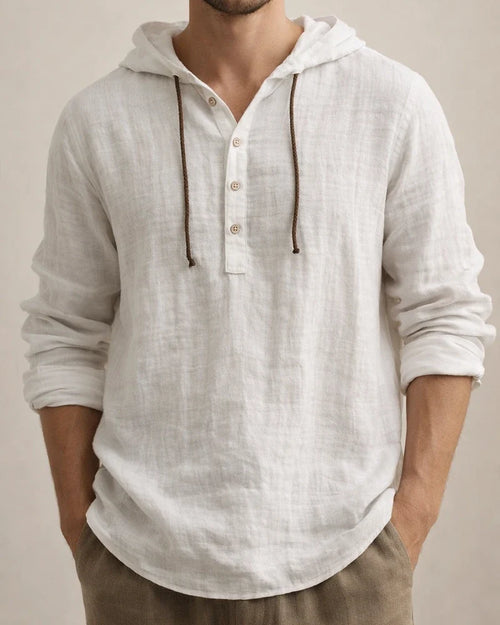 New Solid Color Cotton Linen Shirt Hooded Sweater Long-sleeved Autumn Casual Daily Wear Pop Men's Clothing | JRSEE:ef5684fa-d9b2-433f-9665-bccd0af15f36