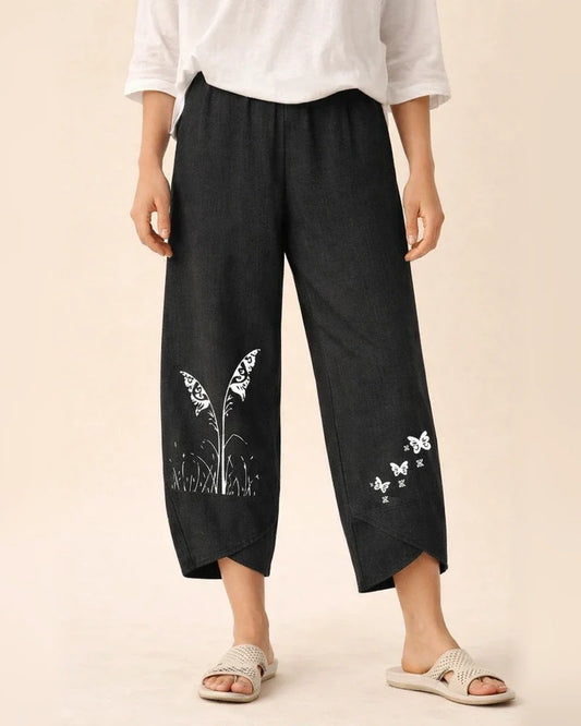 New Solid Color Plus Size Women's Simple Loose Cotton Linen Casual Nine-minute Pants Printed Nine-minute Pants | JRSEE:e0eba769-5026-4d41-a90b-40eb3a46a591