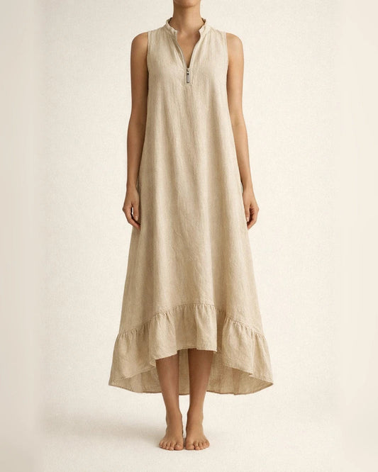 New Spring/Summer Arrival Solid-Color Sleeveless Cotton-Linen V-Neck Vacation Dress | JRSEE:8d5f8dd0-394a-41cb-963e-5b8ebcf5c209 | JRSEE:d45488ba-ffa9-4825-888b-3ff480a79a1f