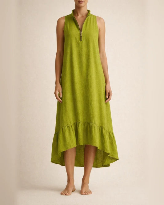 New Spring/Summer Arrival Solid-Color Sleeveless Cotton-Linen V-Neck Vacation Dress | JRSEE:c1f2a645-75b9-4799-9238-af79496453dc | JRSEE:0681a0ab-fafb-4184-852f-88f4bc978762