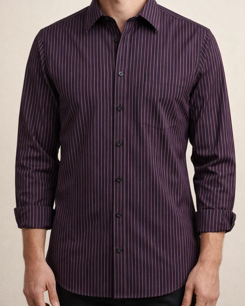 New Spring/Summer Striped Long-Sleeve Shirts for Men Business Casual and Workwear Shirts | JRSEE:b9ea9cb8-e101-4751-ab2a-99b515de16b6