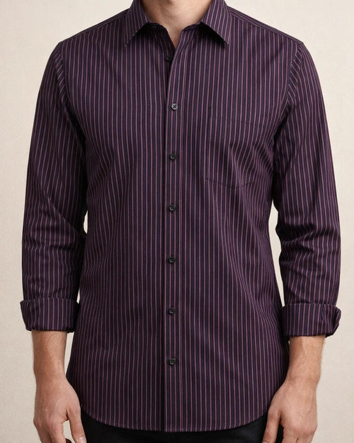 New Spring/Summer Striped Long-Sleeve Shirts for Men Business Casual and Workwear Shirts | JRSEE:b9ea9cb8-e101-4751-ab2a-99b515de16b6