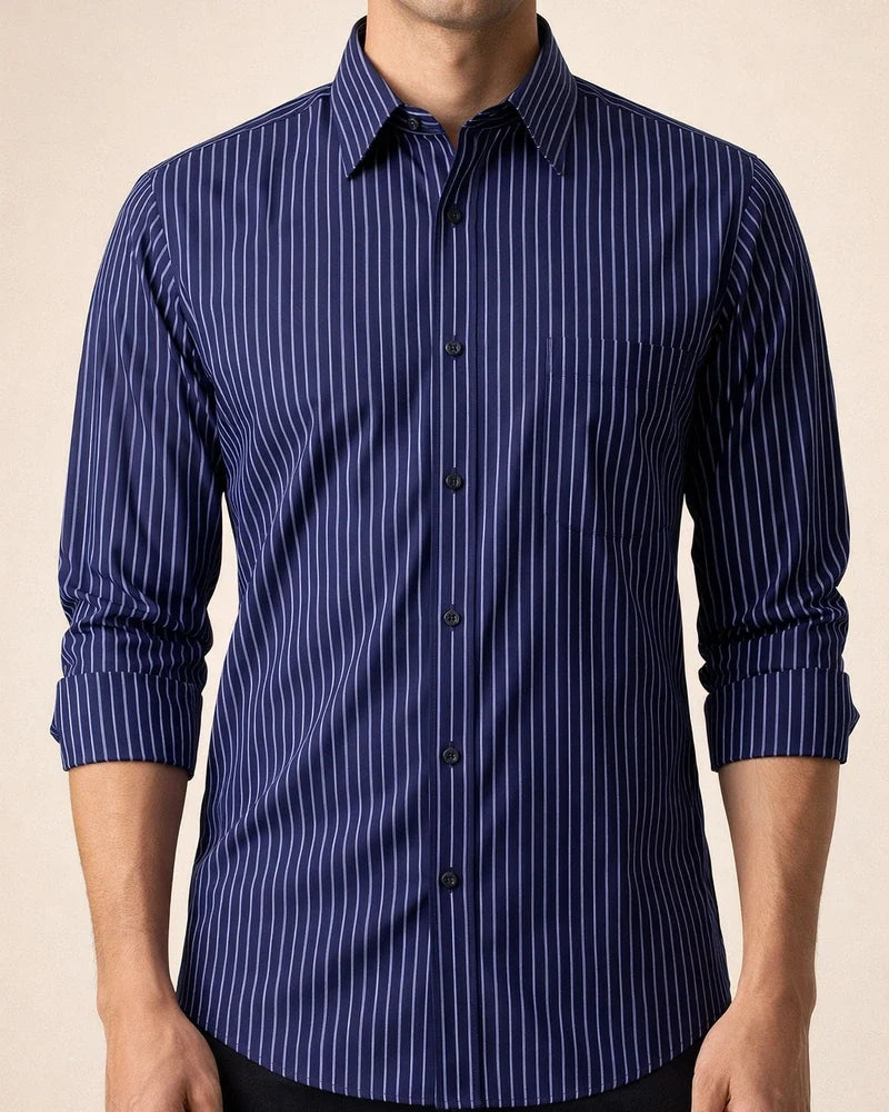 New Spring/Summer Striped Long-Sleeve Shirts for Men Business Casual and Workwear Shirts | JRSEE:b638630b-30d0-46d1-9884-3cefc511bed2