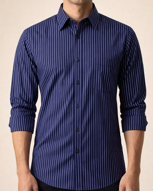 New Spring/Summer Striped Long-Sleeve Shirts for Men Business Casual and Workwear Shirts | JRSEE:b638630b-30d0-46d1-9884-3cefc511bed2