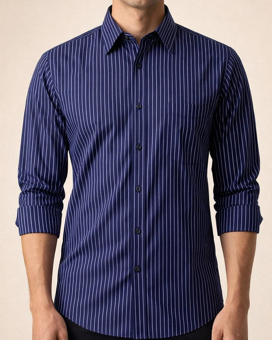 New Spring/Summer Striped Long-Sleeve Shirts for Men Business Casual and Workwear Shirts | JRSEE:b638630b-30d0-46d1-9884-3cefc511bed2