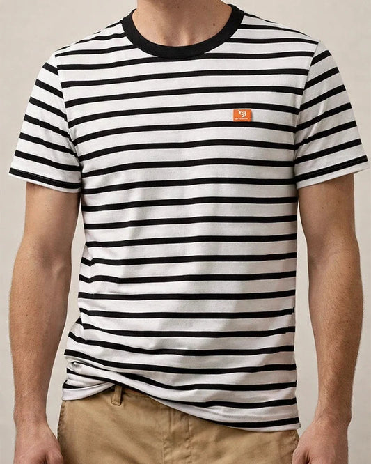 New Summer Arrival Men's Fashionable Casual Striped Short-Sleeve Round-Neck T-Shirt | JRSEE:91578066-5cc2-478d-9532-4243c6a93710