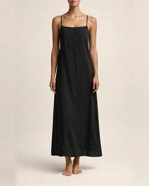 New Summer Arrival Solid-Color Retro Cotton-Linen Spaghetti-Strap Maxi Dress for Women | JRSEE:91b29203-4d9c-4589-ae62-da948275b497
