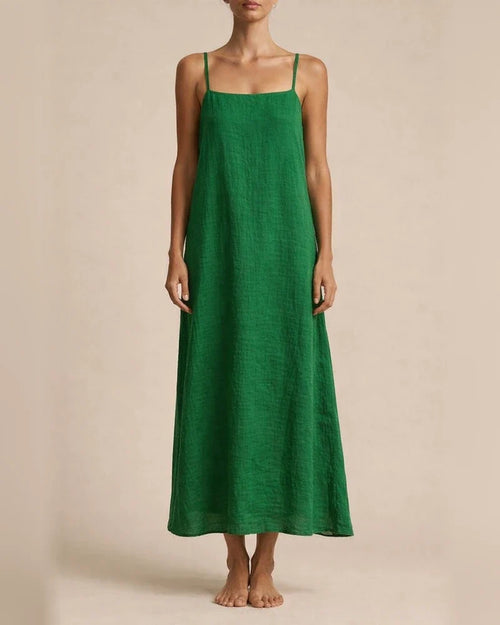 New Summer Arrival Solid-Color Retro Cotton-Linen Spaghetti-Strap Maxi Dress for Women | JRSEE:69321d41-702d-40a4-9ab0-a307eec1f2e4