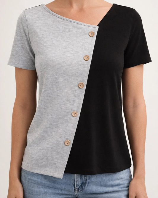 New Summer Arrival Women's European-Style Round-Neck Short-Sleeve Button-Down Cardigan T-Shirt | JRSEE:6bd504fe-0946-4dd7-aff4-ca458011a0f4