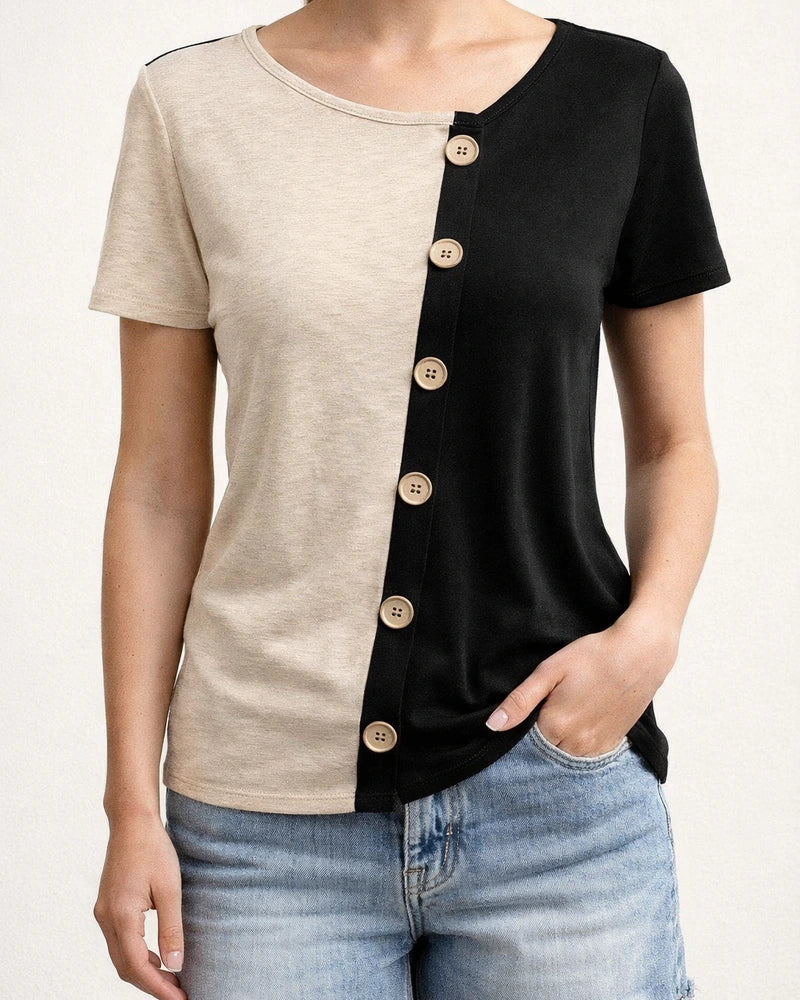 New Summer Arrival Women's European-Style Round-Neck Short-Sleeve Button-Down Cardigan T-Shirt | JRSEE:c7c82130-d910-44ef-81f8-b32c76e0ebe2