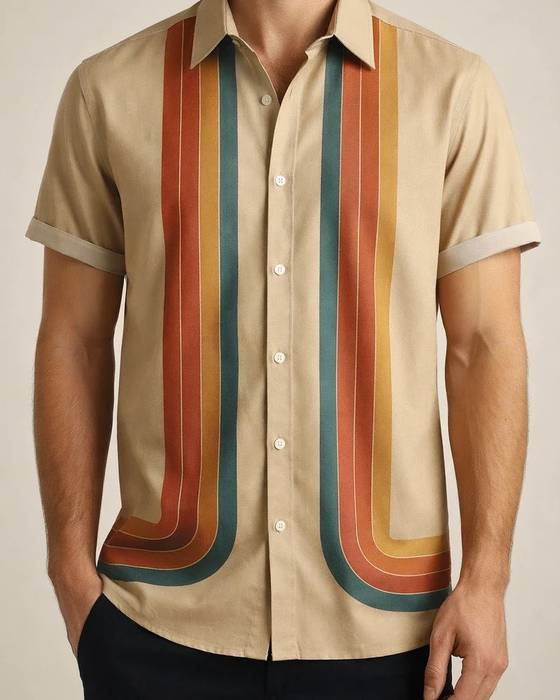 New Summer Casual Printed Shirt Men's Shirt Striped Print | JRSEE:2b35fb2e-2799-48ee-a9ec-5da95bee84ec