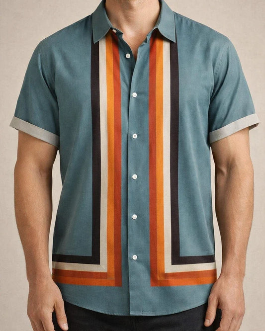 New Summer Casual Printed Shirt Men's Shirt Striped Print | JRSEE:517ac848-7a9e-40e9-a695-a9b62a2fd62f