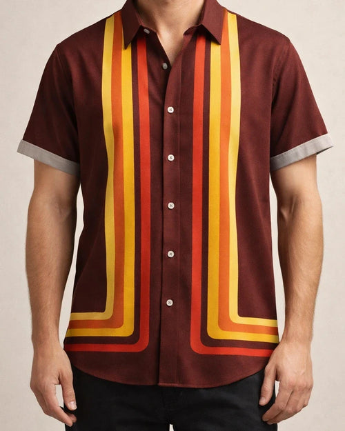 New Summer Casual Printed Shirt Men's Shirt Striped Print | JRSEE:d2c55d8a-f703-40a4-9203-9c00c27eb07a