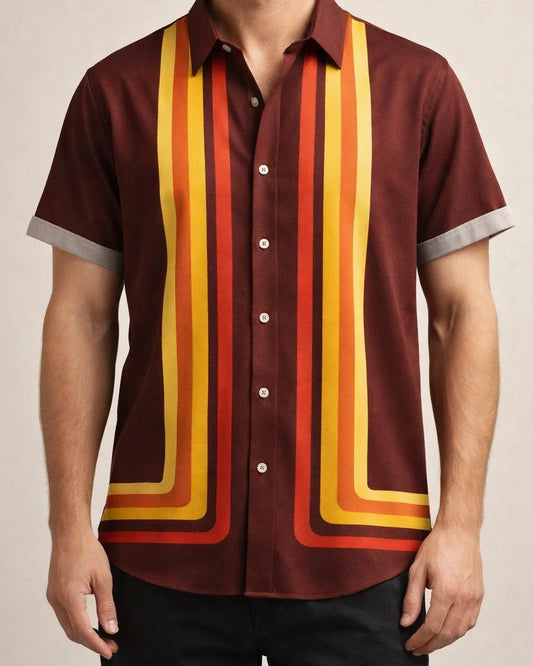 New Summer Casual Printed Shirt Men's Shirt Striped Print | JRSEE:d2c55d8a-f703-40a4-9203-9c00c27eb07a