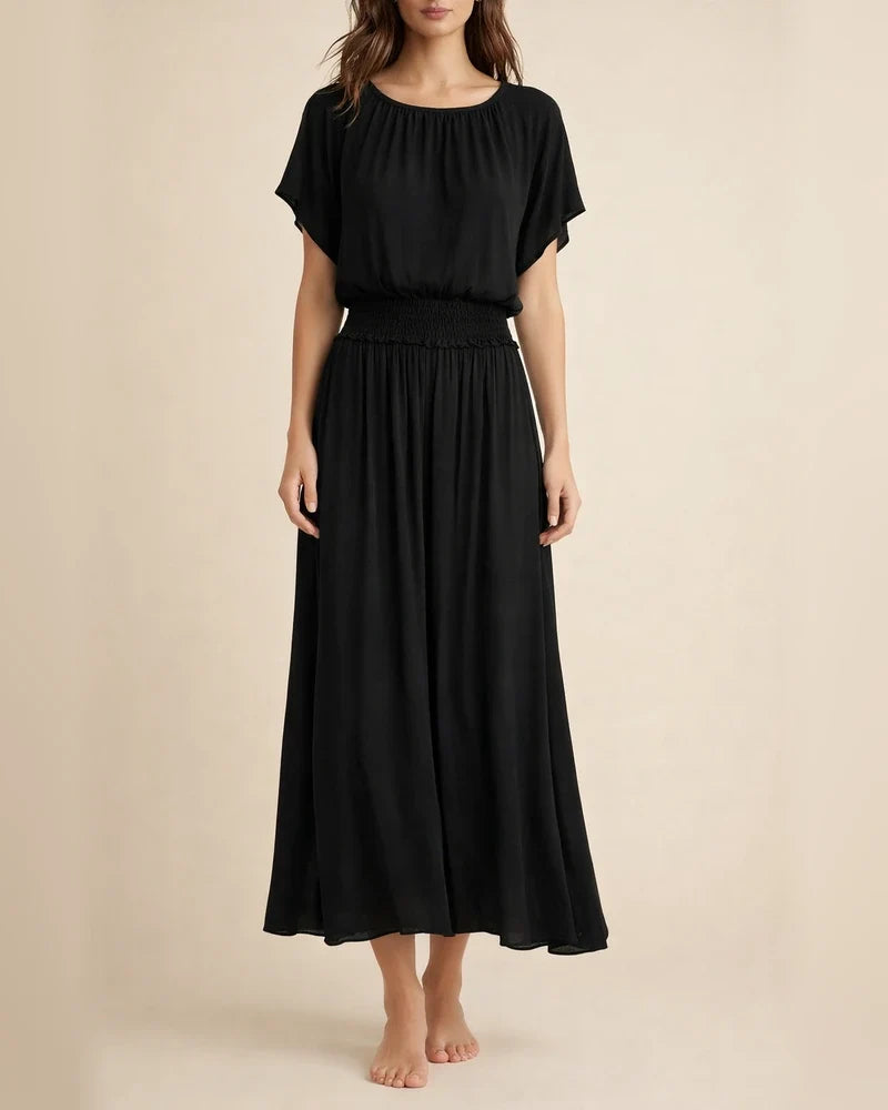 New Summer Collection Elegant Waist-Cinched Long Batwing-Sleeve Dress | JRSEE:82b59e80-d243-4f7b-9b23-0f1aac780f15