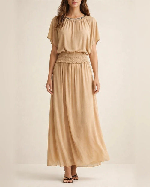 New Summer Collection Elegant Waist-Cinched Long Batwing-Sleeve Dress | JRSEE:1fc495a9-6a04-48d9-aa34-8d4a60780dc9