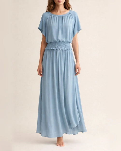 New Summer Collection Elegant Waist-Cinched Long Batwing-Sleeve Dress | JRSEE:ba804cf3-da5c-4efb-bfda-d5732f1247ba