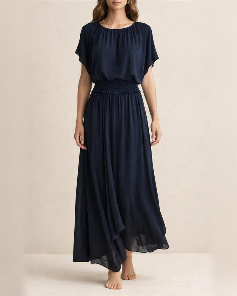 New Summer Collection Elegant Waist-Cinched Long Batwing-Sleeve Dress | JRSEE:b72a16fb-ba0a-4895-b94f-998a03f6f52a