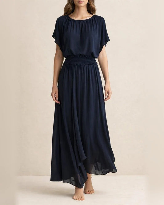 New Summer Collection Elegant Waist-Cinched Long Batwing-Sleeve Dress | JRSEE:b72a16fb-ba0a-4895-b94f-998a03f6f52a