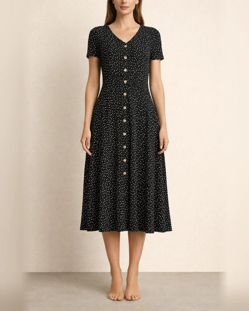New Summer Fashion Polka Dot Women's Dress V-neck Short-sleeved Dress | JRSEE:1b39acdd-5c51-44a3-9077-e6ee7d572913