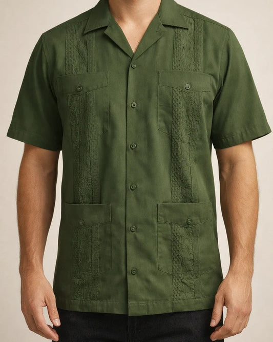 New Summer Men’s Short-Sleeve Solid-Color Casual Open-Front Shirt 2 | JRSEE:421409a0-faf4-4e72-847e-ebab417a3802
