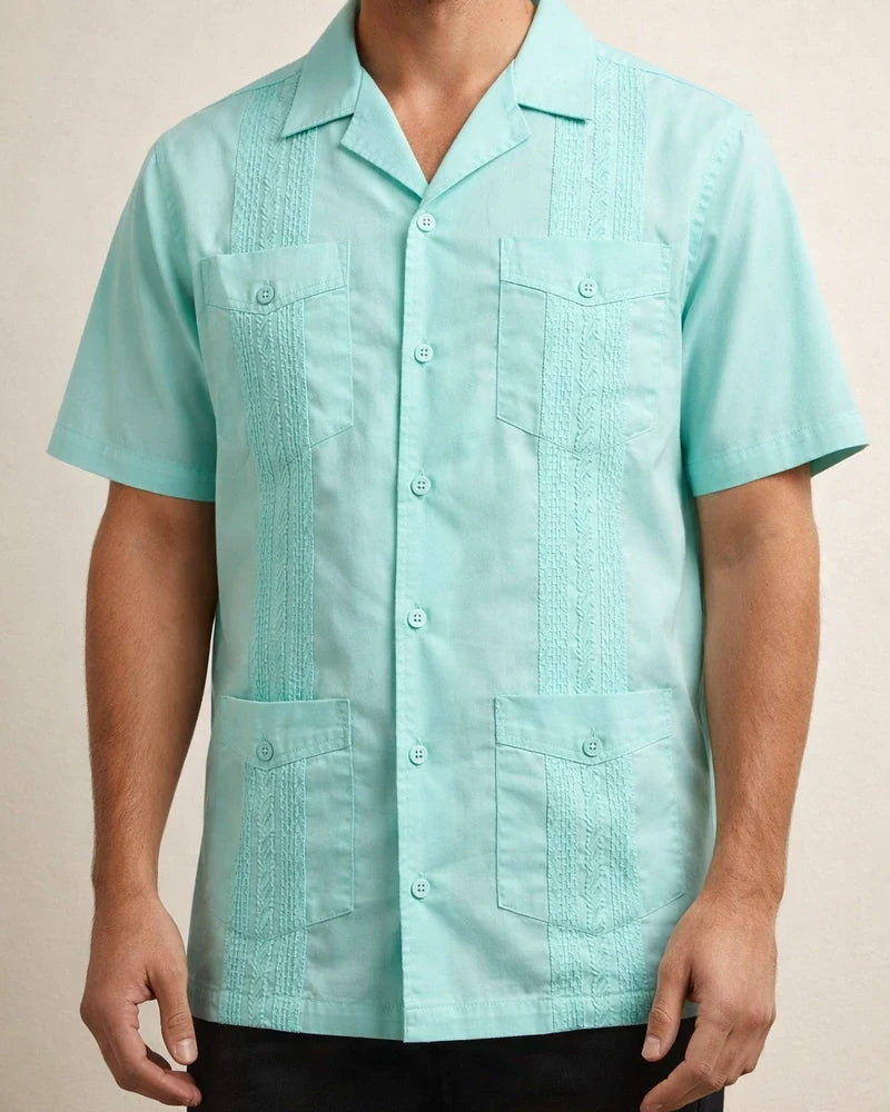 New Summer Men’s Short-Sleeve Solid-Color Casual Open-Front Shirt 2 | JRSEE:3054d3a2-8a4e-4cfb-8801-295d1aed81bd
