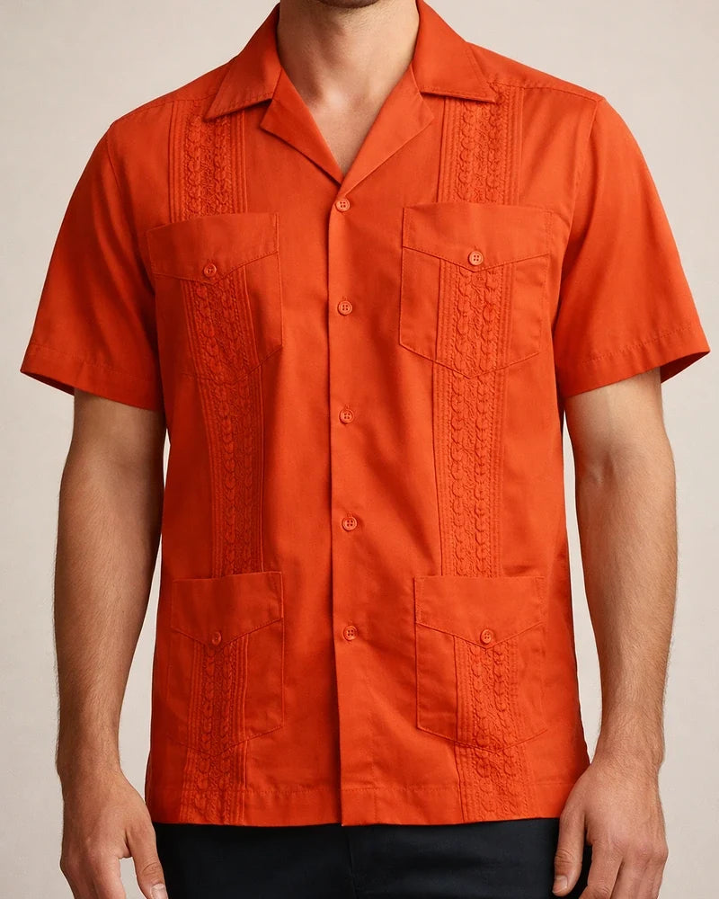 New Summer Men’s Short-Sleeve Solid-Color Casual Open-Front Shirt 2 | JRSEE:1186cb88-20a8-450b-b8f8-e827628b9a86