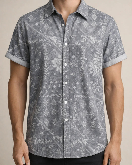 New Summer New Short-sleeved Men's Loose Lapel Printed Shirt | JRSEE:1411ba7f-ee60-4166-8c6a-f6596e02f690