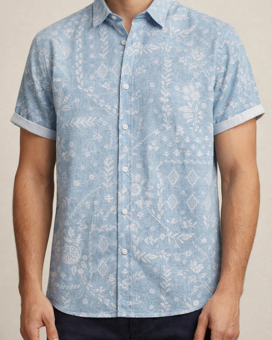 New Summer New Short-sleeved Men's Loose Lapel Printed Shirt | JRSEE:d52fc4ef-e6fe-4842-9812-e0be30d88c02