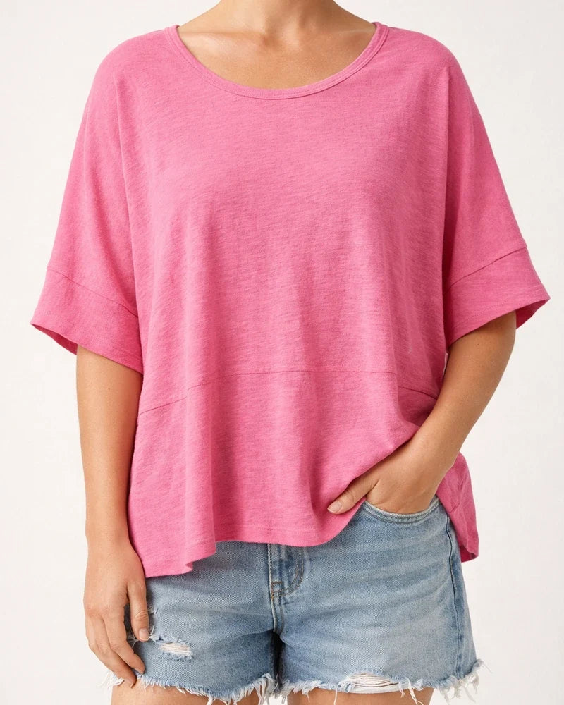 New Summer Solid-Color Round-Neck Three-Quarter-Sleeve Flared-Sleeve Loose-Fit T-Shirt | JRSEE:a0b4ccb2-6cf2-4582-89ee-e3cc9386676b