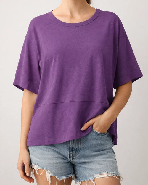 New Summer Solid-Color Round-Neck Three-Quarter-Sleeve Flared-Sleeve Loose-Fit T-Shirt | JRSEE:4325b696-bae5-463e-9d03-c3035cafcc64
