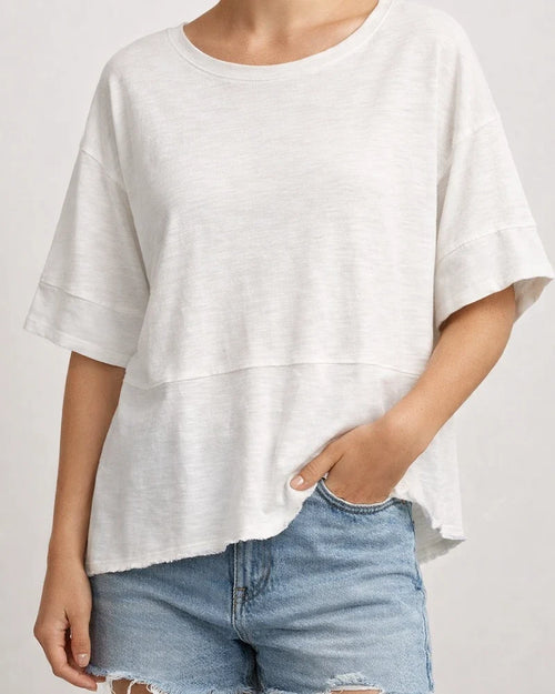 New Summer Solid-Color Round-Neck Three-Quarter-Sleeve Flared-Sleeve Loose-Fit T-Shirt | JRSEE:dc1546a1-a666-4913-8603-c81789be777f